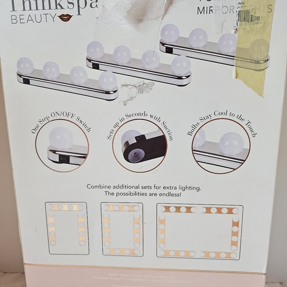 Thinkspace Beauty Set Of 3 Portable Led Mirror Lights. 12 Large LED Daylight. - Picture 3 of 5